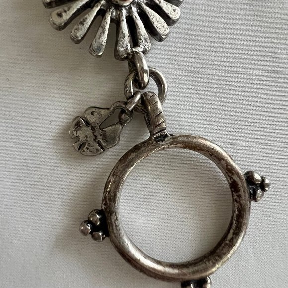 Lucky Brand Two Silver Gold Tone Starburst Link Toggle Bracelet - Picture 4 of 9